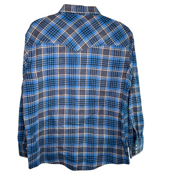 Wrangler Wrancher Mens Pearl Snap Western Shirt Plaid Rodeo Long Sleeve Sz Large - Picture 2 of 9